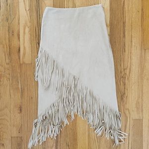 Suede Fringe Skirt by Aqua, Tan Size XSmall